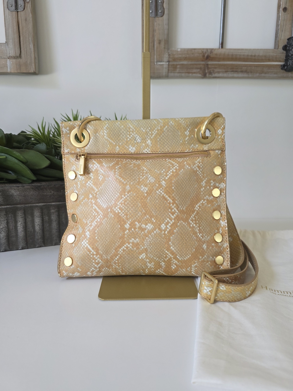 Hammitt Tony Medium Toast Tan Snake Print Crossbody Bag